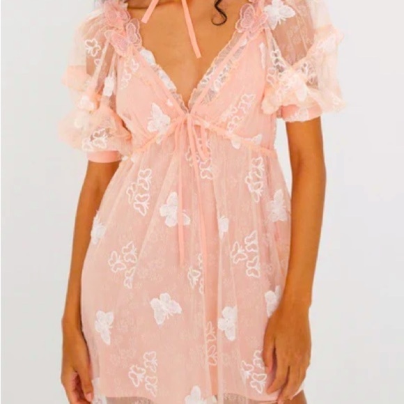 For love and lemons light peach lace mini dress in size small - Picture 16 of 16